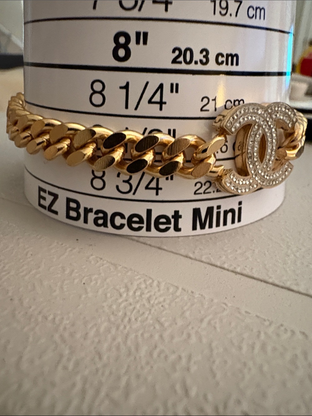 Gold-Tone Crystal Curb Chain Bracelet - Picture 6 of 8